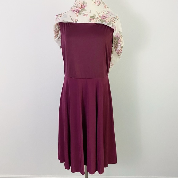 Nina Piu Boutique Floral Chiffon Overlay A-Line Dress Women’s L (12) Plum - Picture 7 of 10